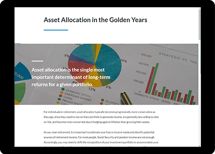 Assset Allocation in the Golden Years